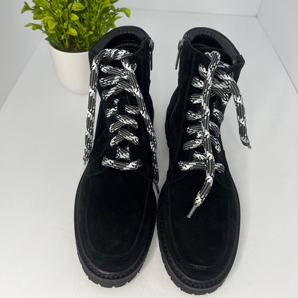 NEW Aquatalia Mayra Weatherproof Suede Leather Lace-Up & Zip Boot US 7 Black - Picture 4 of 13